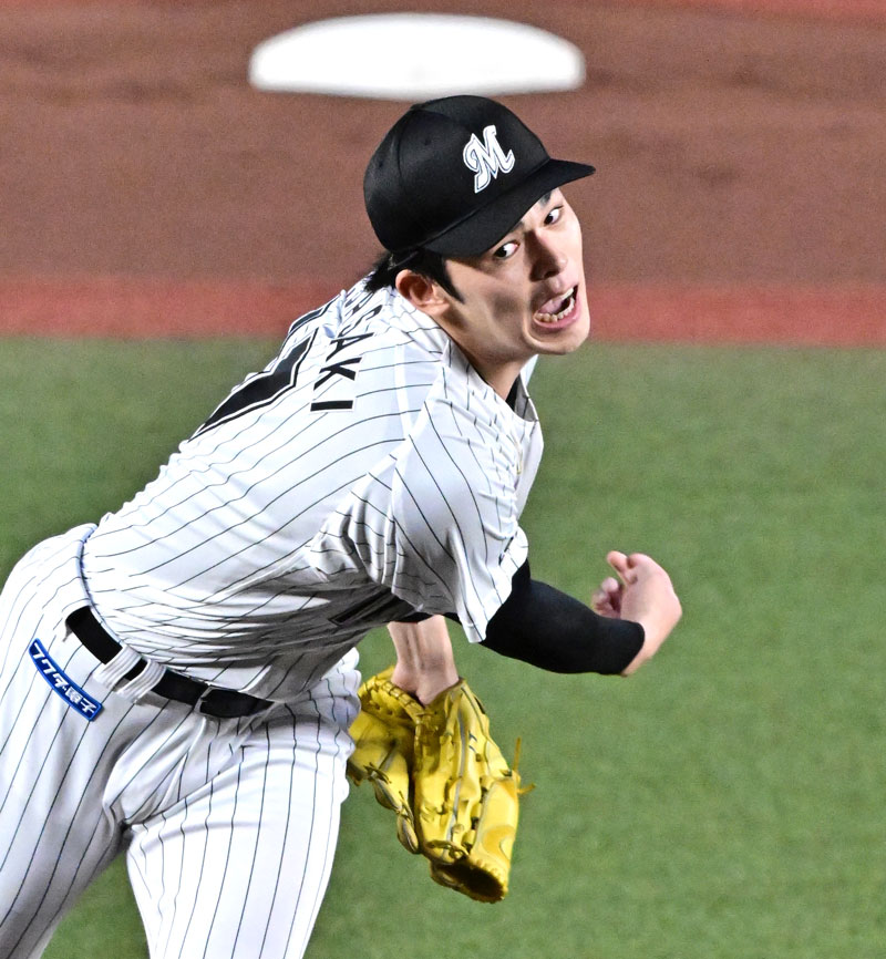 ソフトバンク戦に先発し７回３失点だった千葉ロッテの佐々木朗希＝ＺＯＺＯマリン