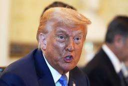 　イスラエルのネタニヤフ首相との会談冒頭に発言するトランプ米大統領＝７日、ワシントンのホワイトハウス（ＡＰ＝共同）