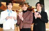 大ヒット祈願を行った（左から）山中柔太朗、高松アロハ、八重樫風雅監督 （C）ORICON NewS inc.