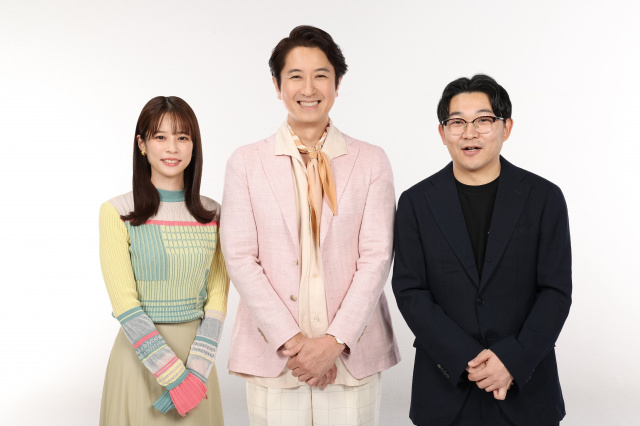 新番組に出演する（左から）鈴木唯（フジテレビアナウンサー）、谷原章介、伊藤俊介（オズワルド）（C）フジテレビ