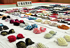 押収された下着など約230点=13日、千葉北署