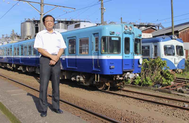 銚子電鉄の竹本勝紀社長＝８月、銚子市