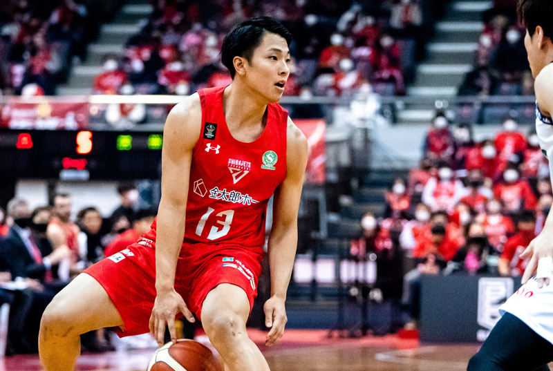 ドリブルする千葉Ｊ・大倉＝１月１日、船橋アリーナ