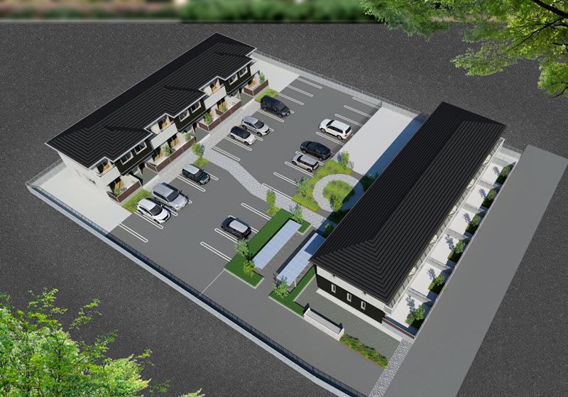 旧学校給食センター跡地に整備する子育て支援住宅のイメージ（多古町提供）