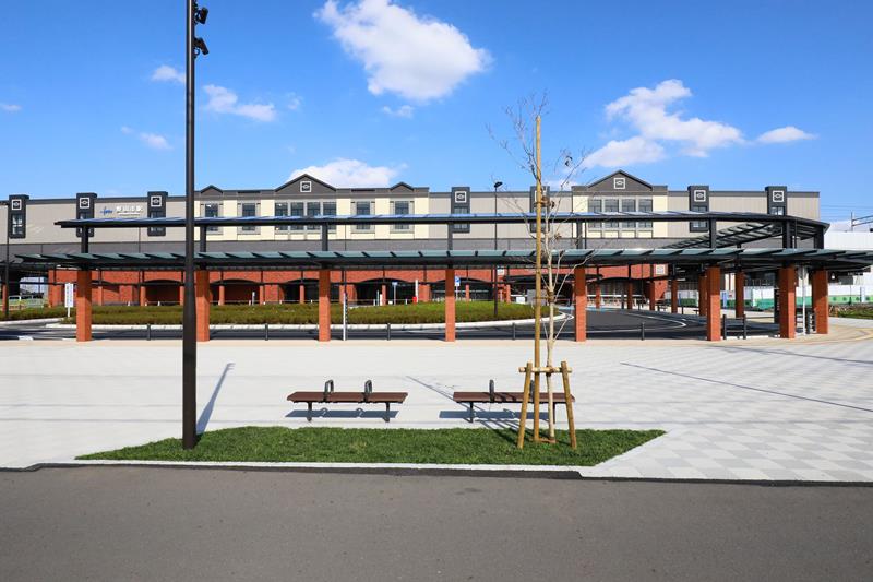 ナオトさんの制作した野田市応援歌を使用した駅メロが11日から使われる野田市駅。3月からホームが1面から2面となり新駅舎として開業する=昨年11月、野田市(同市提供)