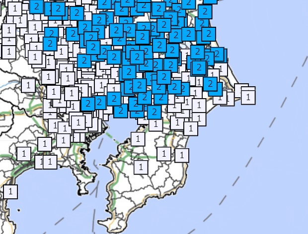 17日午前6時17分ごろに発生した地震の震度分布(気象庁ホームページより)