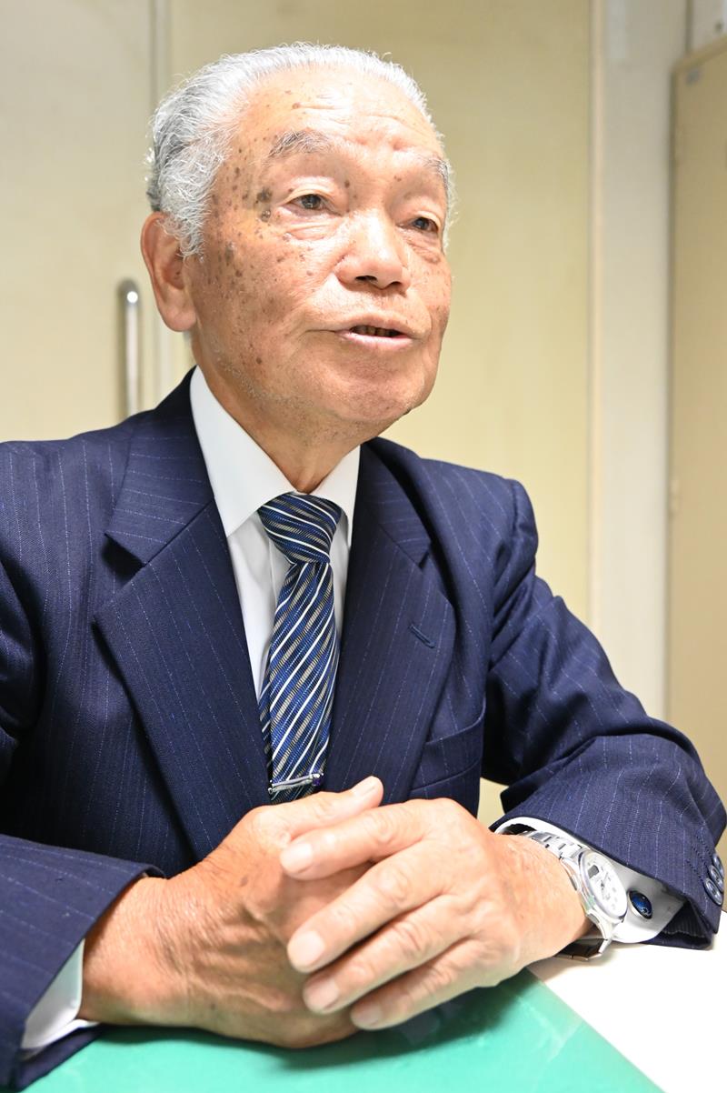 地域防犯の重要性を話す渡部臣道さん=昨年10月、鎌ケ谷市