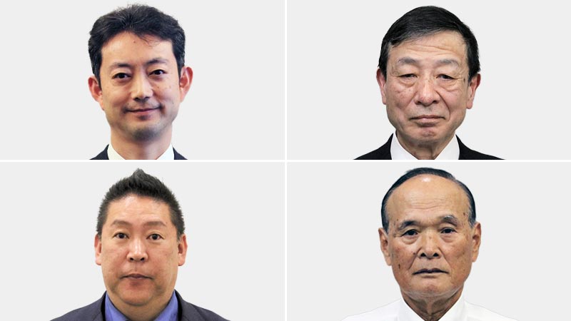（左上から時計回り）熊谷俊人氏、小倉正行氏、門田正則氏、立花孝志氏
