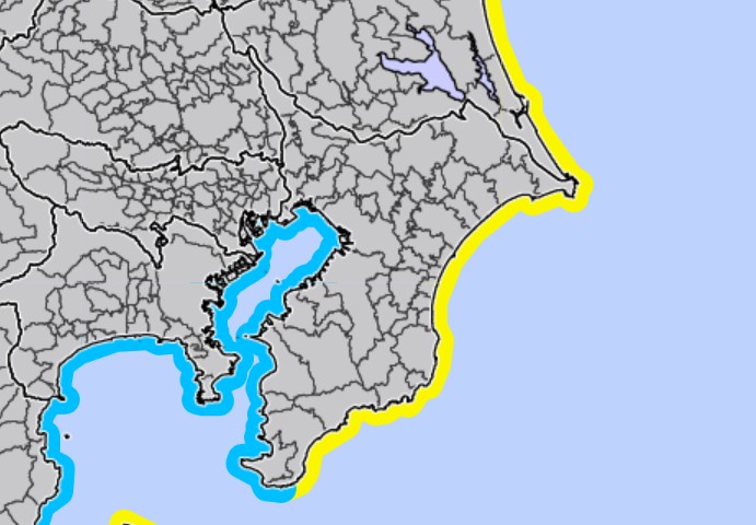 津波注意報の発表地域（気象庁ホームページより）