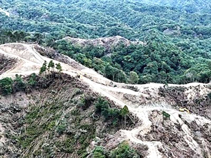 ドローンで空撮したメガソーラーの工事現場=19日、鴨川市(鴨川の山と川と海を守る会提供)